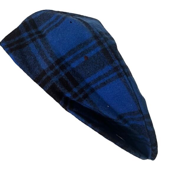 Pendleton Pure Virgin Wool Blue Plaid Cabbie Hat Mens Large Newsboy Classic - Picture 1 of 7